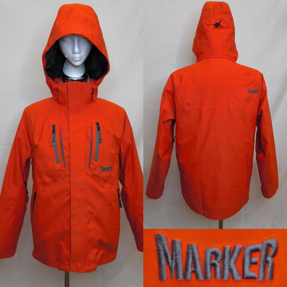 Marker Ski Jacket Men's M Hi-Visibility Orange Hooded Removable Liner #W4939